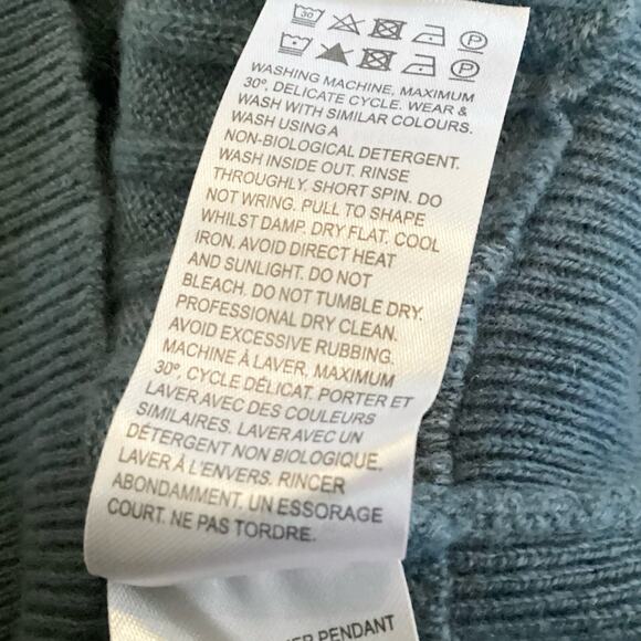 Crush. Cashmere Prague Blue Balloon Sleeve Ribbed Cashmere Sweater 1 S - Picture 11 of 11